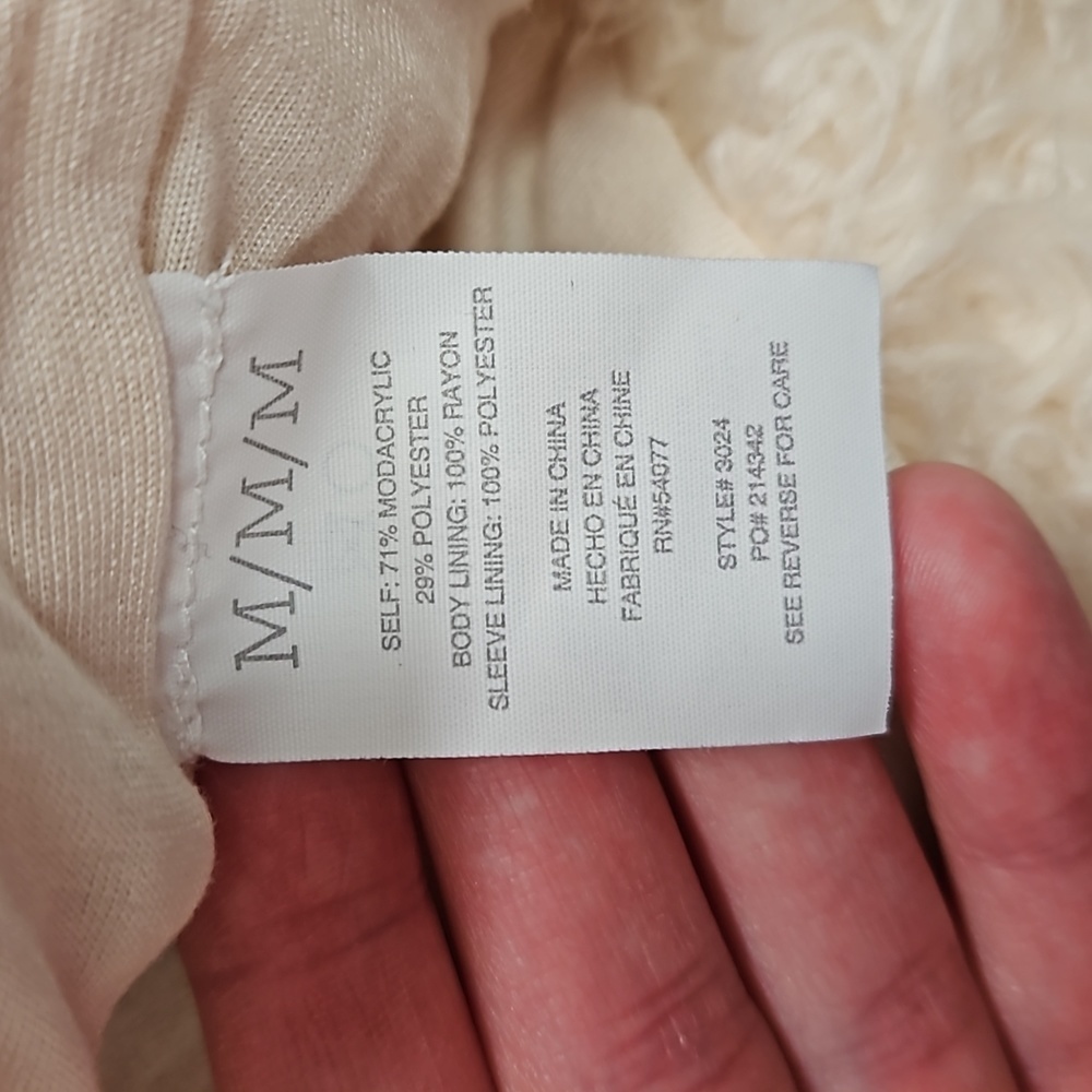 Cabi ivory fuzzy sherpa open lined jacket style 3024 - Picture 8 of 9